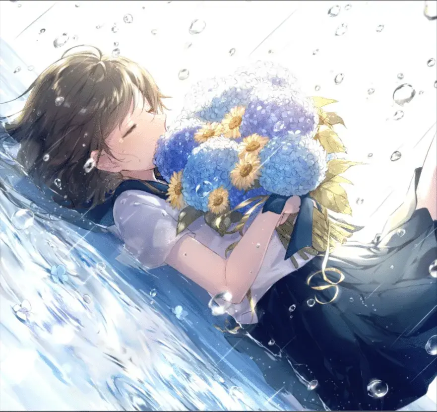 花束的女孩 初夏の青色 壁纸(22MB)
