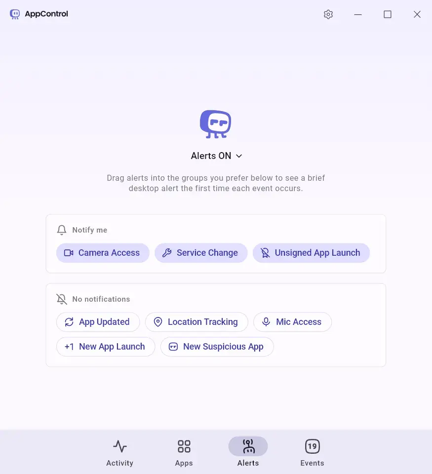 AppControl 告警设置