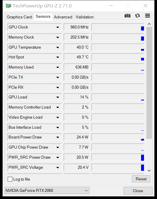RTX 2060 实时传感器读数