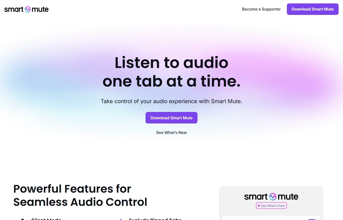 Smart Mute 官网：一次只听一个标签