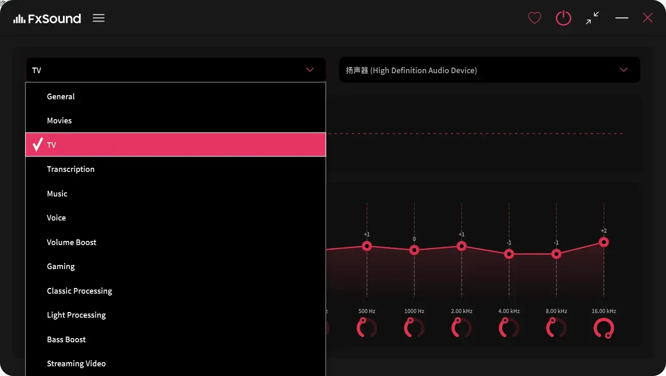 FxSound 预设列表