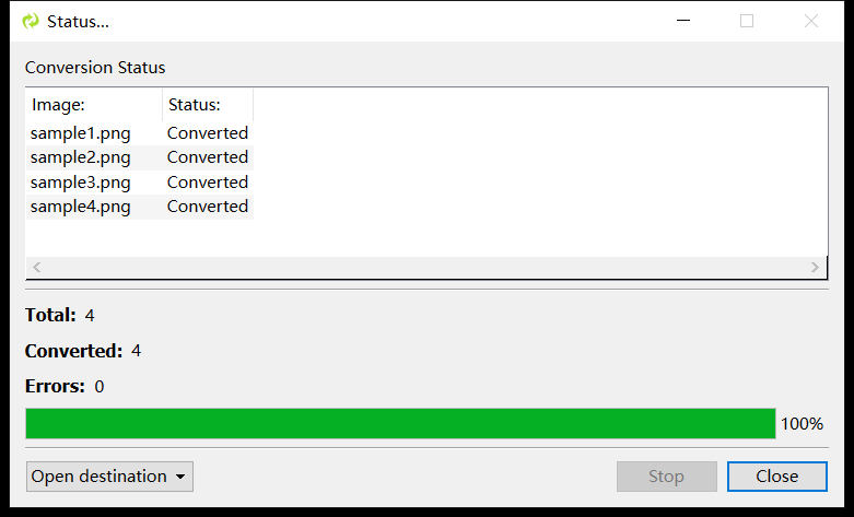 转换完成:Total 4 / Converted 4 / Errors 0