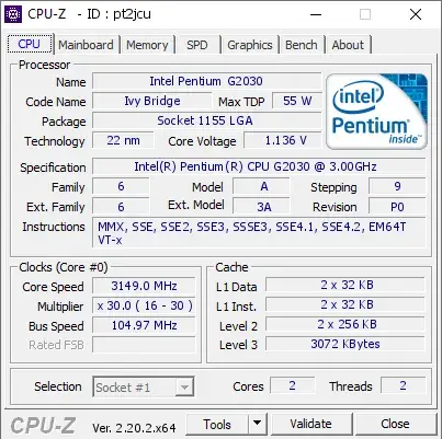 Intel Pentium G2030的CPU-Z跑分-剑客网- 第3张图片 Intel Pentium G2030的CPU-Z跑分-剑客网- 第3张图片