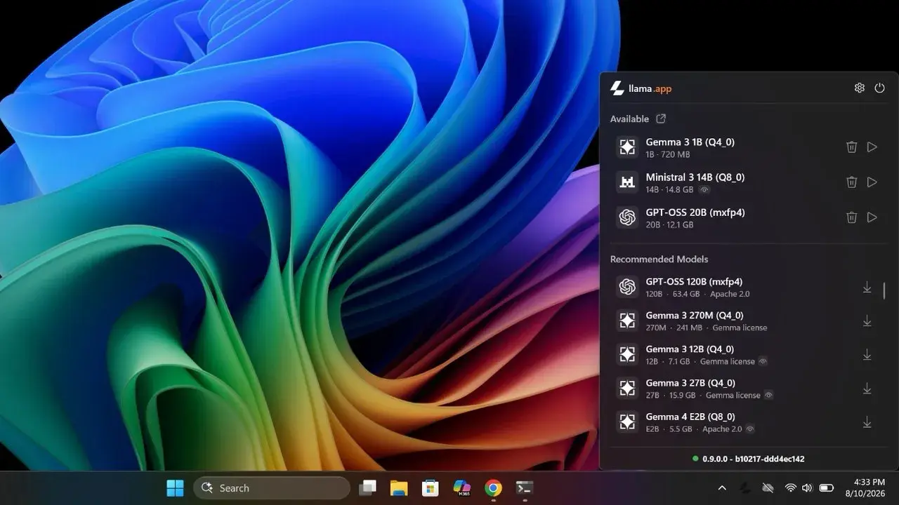 Llama for Windows:Windows 11 托盘里一键跑本地大模型