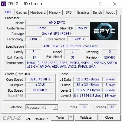 AMD EPYC 7452的CPU-Z跑分-剑客网- 第3张图片 AMD EPYC 7452的CPU-Z跑分-剑客网- 第3张图片