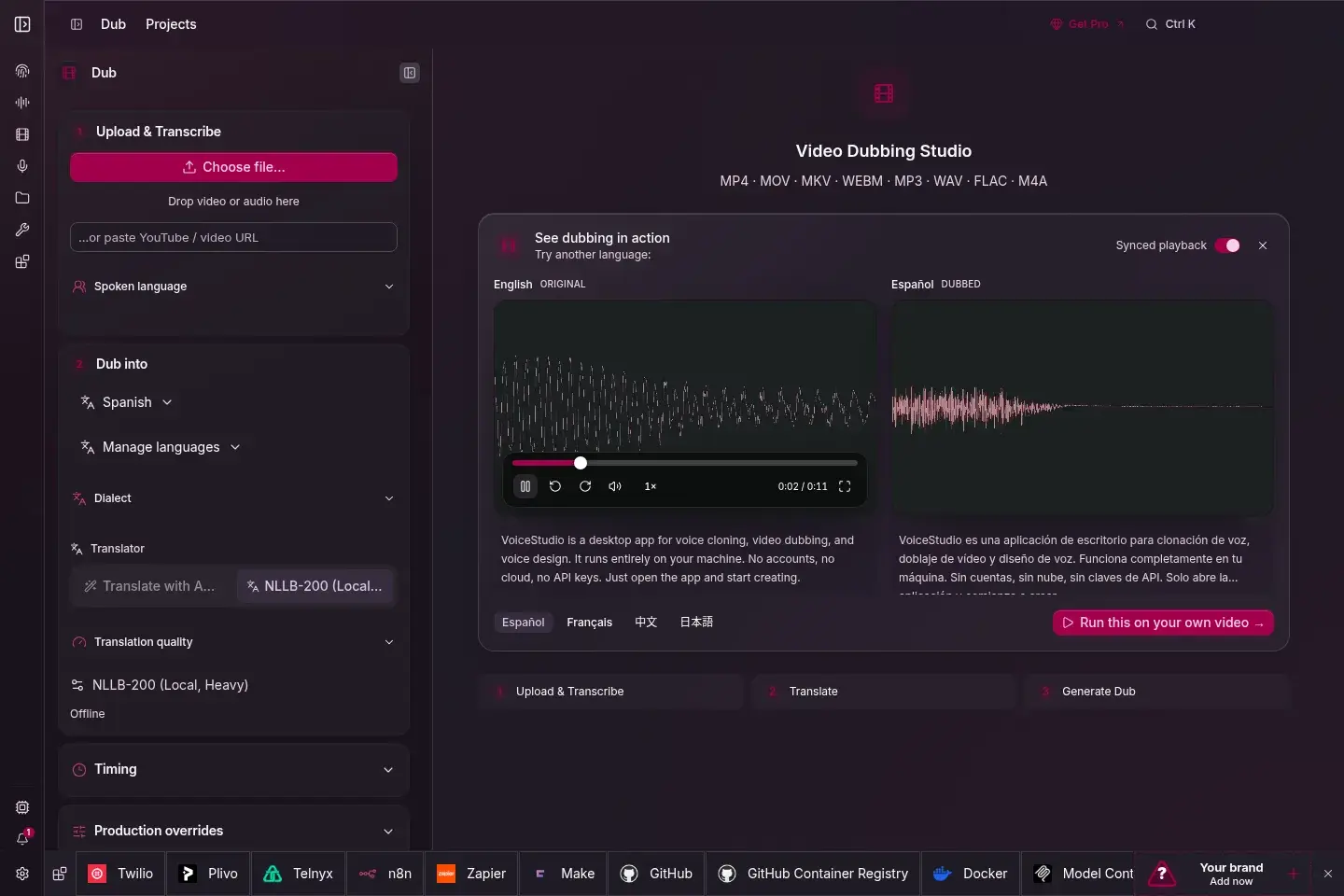 VoiceStudio:本地免费平替 ElevenLabs 配音-剑客网-第5张图片 VoiceStudio:本地免费平替 ElevenLabs 配音-剑客网-第5张图片