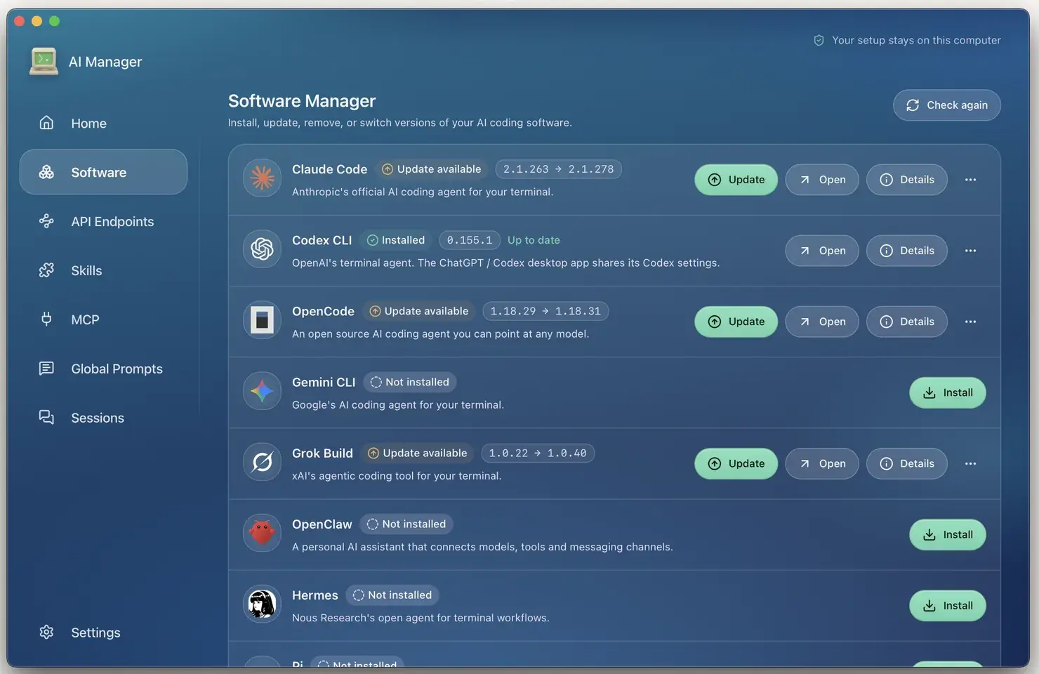 AI Manager：一个窗口管好 10 个 编码工具-剑客网-第5张图片