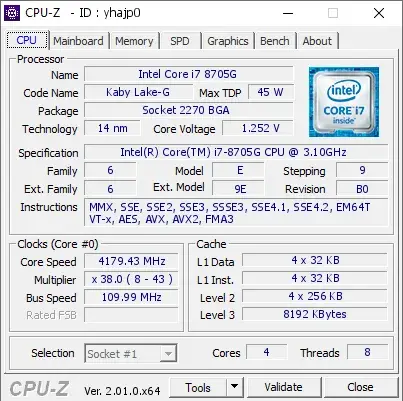 Intel Core i7-8705G的CPU-Z跑分-剑客网- 第4张图片 Intel Core i7-8705G的CPU-Z跑分-剑客网- 第4张图片