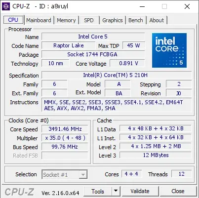 Intel Core 5 210H的CPU-Z跑分-剑客网- 第4张图片 Intel Core 5 210H的CPU-Z跑分-剑客网- 第4张图片