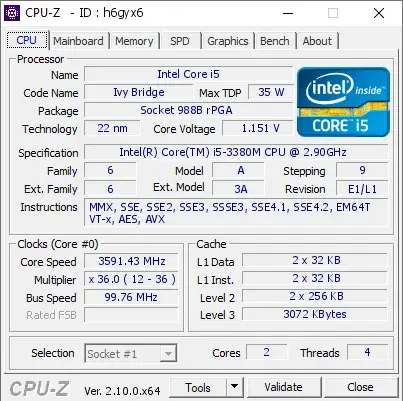 Intel Core i5-3380M的CPU-Z跑分-剑客网- 第4张图片 Intel Core i5-3380M的CPU-Z跑分-剑客网- 第4张图片