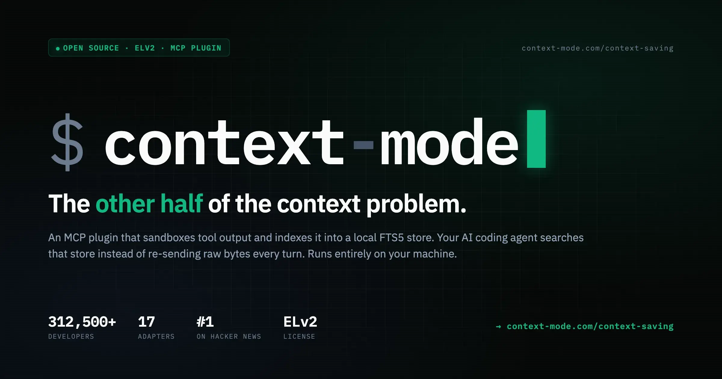 context-mode:AI 编程省 98% 上下文,不再失忆-剑客网-第4张图片 context-mode:AI 编程省 98% 上下文,不再失忆-剑客网-第4张图片
