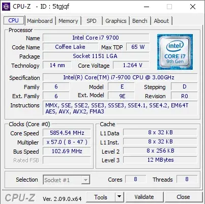 Intel Core i7-9700的CPU-Z跑分-剑客网- 第4张图片 Intel Core i7-9700的CPU-Z跑分-剑客网- 第4张图片
