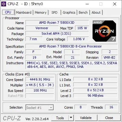 AMD Ryzen 7 5800X3D的CPU-Z跑分-剑客网- 第3张图片 AMD Ryzen 7 5800X3D的CPU-Z跑分-剑客网- 第3张图片