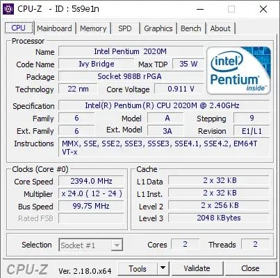 Intel Pentium 2020M的CPU-Z跑分-剑客网- 第4张图片 Intel Pentium 2020M的CPU-Z跑分-剑客网- 第4张图片