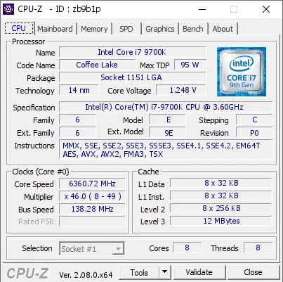 Intel Core i7-9700K CPU的CPU-Z跑分-剑客网- 第4张图片 Intel Core i7-9700K CPU的CPU-Z跑分-剑客网- 第4张图片