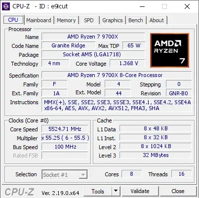 AMD Ryzen 7 9700X的CPU-Z跑分-剑客网- 第3张图片 AMD Ryzen 7 9700X的CPU-Z跑分-剑客网- 第3张图片
