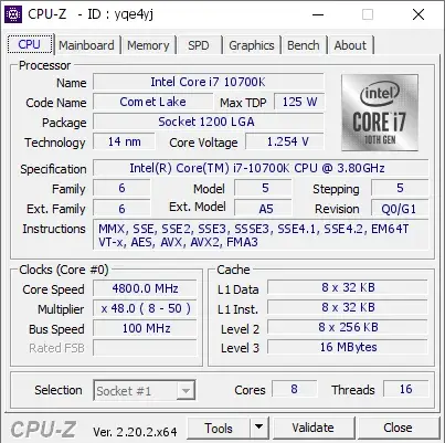 Intel Core i7-10700K CPU的CPU-Z跑分-剑客网- 第4张图片 Intel Core i7-10700K CPU的CPU-Z跑分-剑客网- 第4张图片
