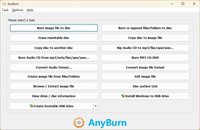 AnyBurn 免费刻录:音乐 CD、ISO 镜像一软全包-剑客网-第3张图片 AnyBurn 免费刻录:音乐 CD、ISO 镜像一软全包-剑客网-第3张图片