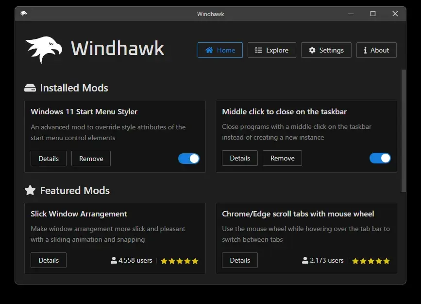 Windhawk:任务栏和开始菜单样式随便改